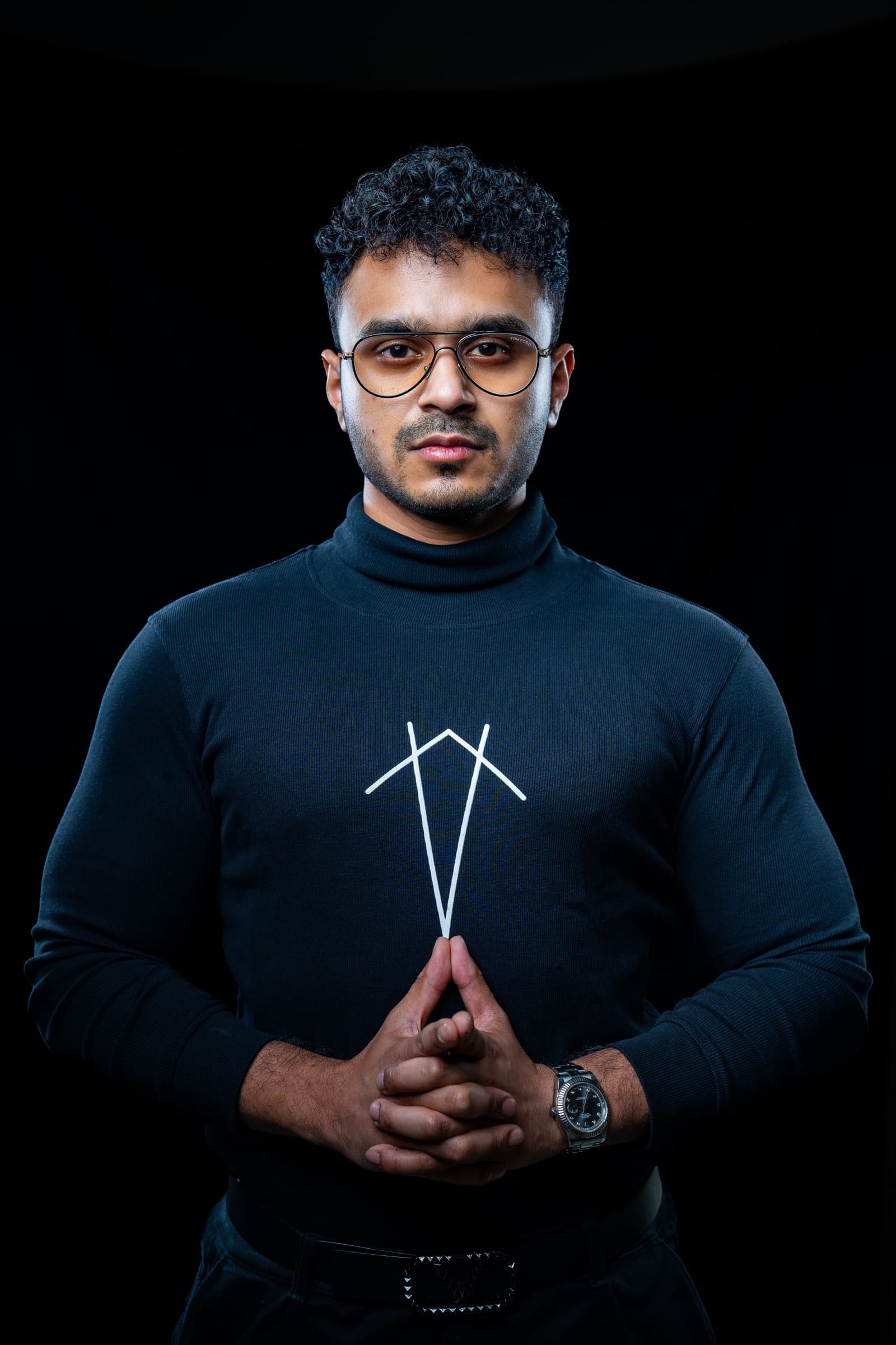 DJ portrait in moody lighting